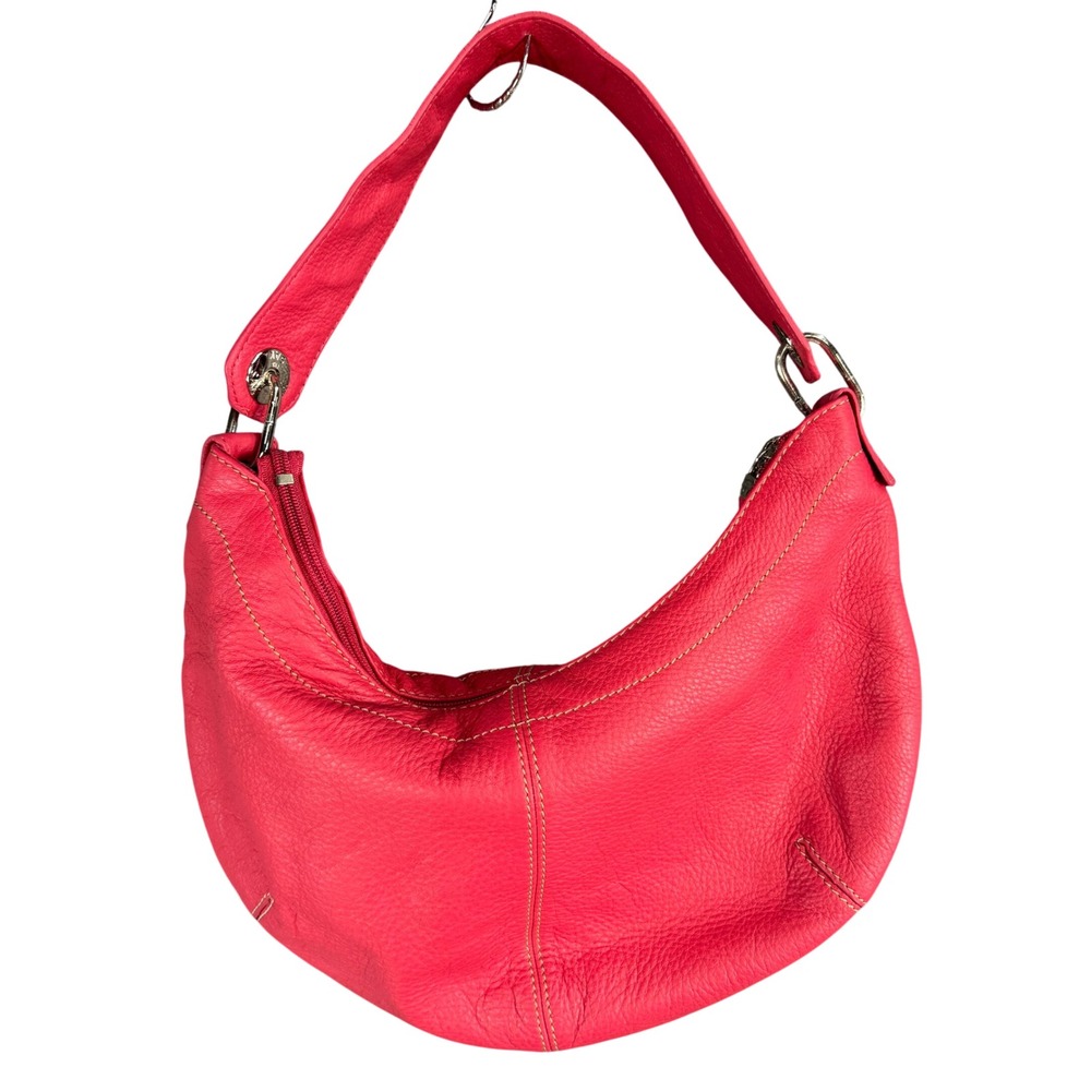The Sak Pink Pebbled Leather Hobo Shoulder Bag with Heart Embossed Strap